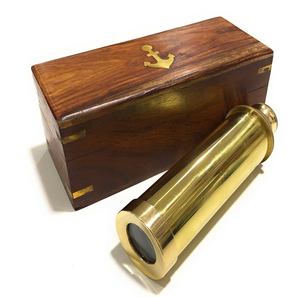 Pirate Monocular Gifting Telescope & Adults, Travellers Adventure Enthusiast Collectible Portable Telescope Cruise Ship Travel Hiking Hunting (14 inches, Full Brass)