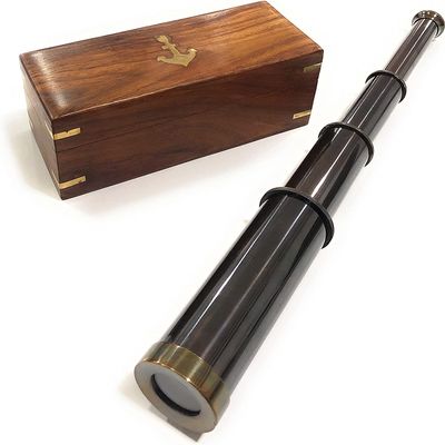 Pirate Monocular Gifting Telescope & Adults, Travellers Adventure Enthusiast Collectible Portable Telescope Cruise Ship Travel Hiking Hunting (18 inches, Full Brass)