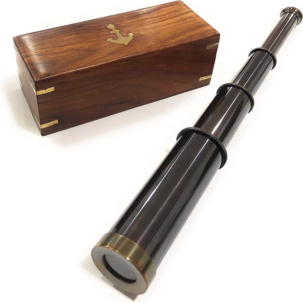 Pirate Monocular Gifting Telescope & Adults, Travellers Adventure Enthusiast Collectible Portable Telescope Cruise Ship Travel Hiking Hunting (18 inches, Full Brass)