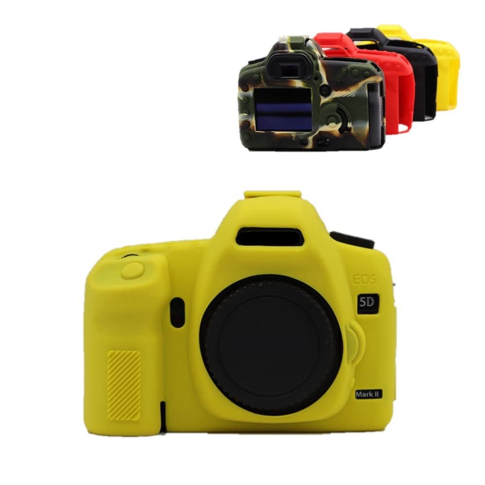 Camera Case Soft Silicone Yellow Armor Skin Body Cover Protector for Canon EOS 5D Mark II Digital Camera, Yellow, Camera Case