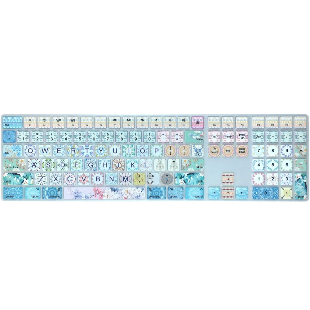 WSLUCKO Silicone Keyboard Cover Skin for 2017/2018 Apple iMac Magic Keyboard with Numeric Keypad (Model:MQ052LL/A A1843), US Layout, Garland