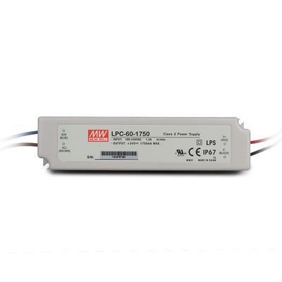 MW Mean Well Plastic Casing LPC-60W-1050/1400/1750mA Non-PFC Outgoing Constant VoltageLead Wire Type-C.V IP78 Single Output Power Supply (LPC-60-1750)