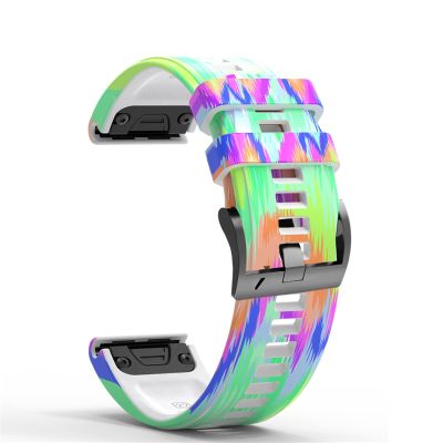 KFAA Wrist Band Straps for Garmin Fenix 5 5X Plus 6 6X Pro 935 945 3HR Smart Watch Printing Sports Silicone Watchband s Quick Release (Color : I, Size : 22mm Fenix 5 5 plus)