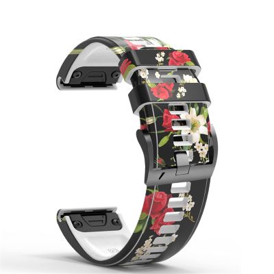 KFAA Wrist Band Straps for Garmin Fenix 5 5X Plus 6 6X Pro 935 945 3HR Smart Watch Printing Sports Silicone Watchband s Quick Release (Color : A, Size : 26mm Fenix 3HR 5X)