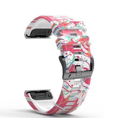 KFAA Wrist Band Straps for Garmin Fenix 5 5X Plus 6 6X Pro 935 945 3HR Smart Watch Printing Sports Silicone Watchband s Quick Release (Color : H, Size : 22mm Fenix 5 5 plus)