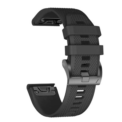 EEOM 22 26mm Quick Release Silicone Watchband Strap for Garmin Descent MK1 Mk2 Mk2i Wristband for Garmin TACTIX Delta Bracelet Correa (Color : Black, Size : 22mm)