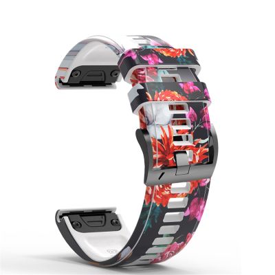 KFAA Wrist Band Straps for Garmin Fenix 5 5X Plus 6 6X Pro 935 945 3HR Smart Watch Printing Sports Silicone Watchband s Quick Release (Color : C, Size : 22mm Fenix 5 5 plus)
