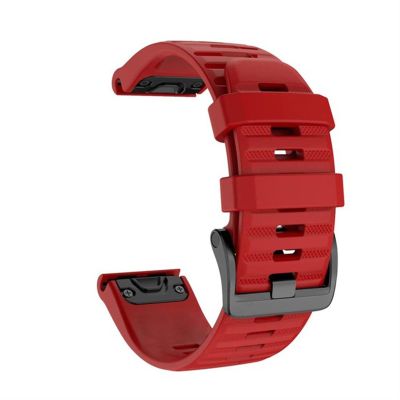 KFAA New 20 22 26mm Silicone Sport Silicone Watchband Strap for Garmin Fenix 5X 6X Pro 5 6 5s Plus 6s 3 3HR Watch Easyfit Wrist Band (Color : Red, Size : 26mm Fenix 3 3HR)