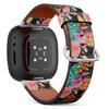 CJBROES Replacement Leather Watch Band, Compatible with Fitbit Versa 3 and Fitbit Sense of Wristband Bracelet Accessory - Flora Pink Pastel view 1