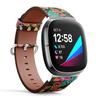 CJBROES Replacement Leather Watch Band, Compatible with Fitbit Versa 3 and Fitbit Sense of Wristband Bracelet Accessory - Flora Pink Pastel view 2