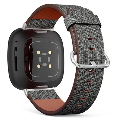 CJBROES Replacement Leather Watch Band, Compatible with Fitbit Versa 3 and Fitbit Sense of Wristband Bracelet Accessory - Charcoal Stroke
