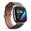 CJBROES Replacement Leather Watch Band, Compatible with Fitbit Versa 3 and Fitbit Sense of Wristband Bracelet Accessory - Charcoal Stroke view 2
