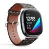 CJBROES Replacement Leather Watch Band, Compatible with Fitbit Versa 3 and Fitbit Sense of Wristband Bracelet Accessory - Striped Tribal Geometric view 2