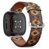 CJBROES Replacement Leather Watch Band, Compatible with Fitbit Versa 3 and Fitbit Sense of Wristband Bracelet Accessory - Embroidered Geometric Ornament view 1