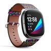 CJBROES Replacement Leather Watch Band, Compatible with Fitbit Versa 3 and Fitbit Sense of Wristband Bracelet Accessory - Tribal Textile view 2