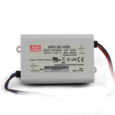 MW Plastic Casing 35W-1050/350/500/700mA Non-PFC Outgoing Constant VoltageLead Wire Type-C.V IP96 Single Output Power Supply (35-1050)