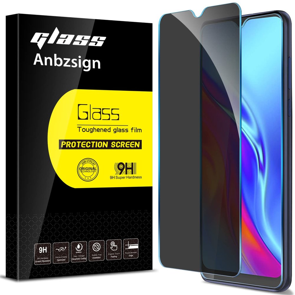 Anbzsign [2 Pack TCL 20E (6.52" Not Fit TCL 20 SE) Privacy Screen Protector, Anti-Spy 9H Hardness Tempered Glass