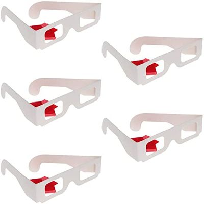 Heyiarbeit 5pcs Red-Red 3D Glasses Carboard Frame White Resin Lens 3D Movie Game-Extra Upgrade Style