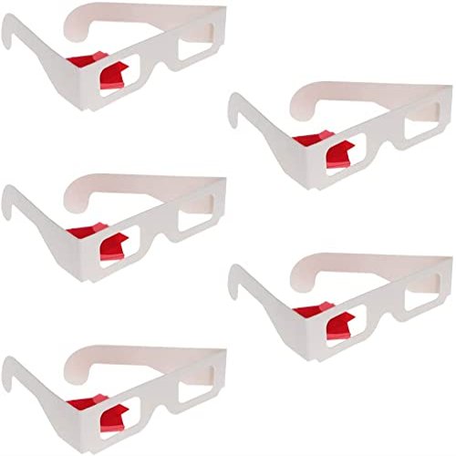 Heyiarbeit 5pcs Red-Red 3D Glasses Carboard Frame White Resin Lens 3D Movie Game-Extra Upgrade Style
