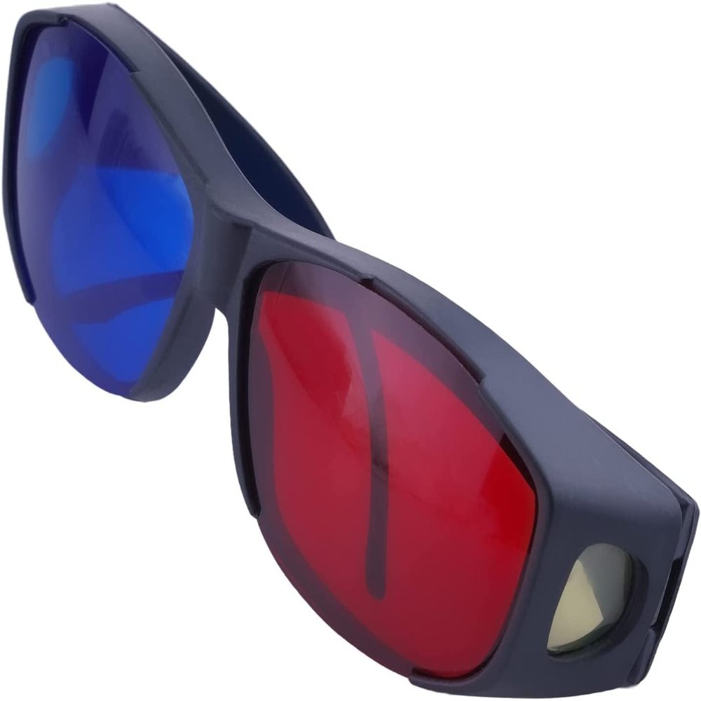 Heyiarbeit Red-Blue 3D Glasses Plastic Frame Black Resin Lens 3D Movie Game-Extra Upgrade Style