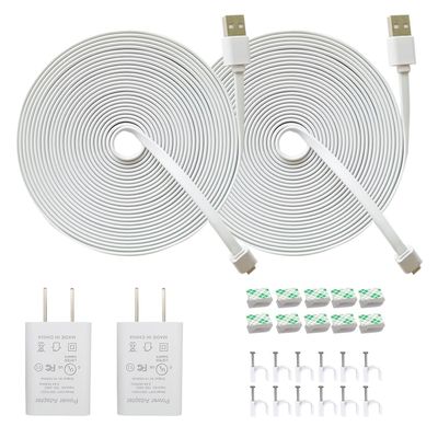 20FT Power Extension Cable Charger for Wyze Cam V3/V4/OG/V3 Pro, Arlo Essential, Eufy, SimpliSafe, Kasa,Blink Mini Pan(Not for Wyze Pan v3),Weatherproof Power Cord with Adapter for Security Cam 2Pack