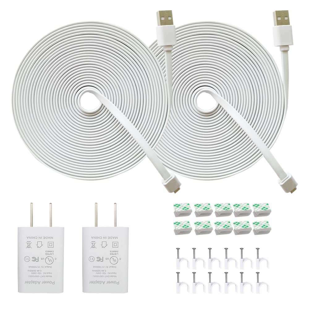 20FT Power Extension Cable Charger for Wyze Cam V3/V4/OG/V3 Pro, Arlo Essential, Eufy, SimpliSafe, Kasa,Blink Mini Pan(Not for Wyze Pan v3),Weatherproof Power Cord with Adapter for Security Cam 2Pack