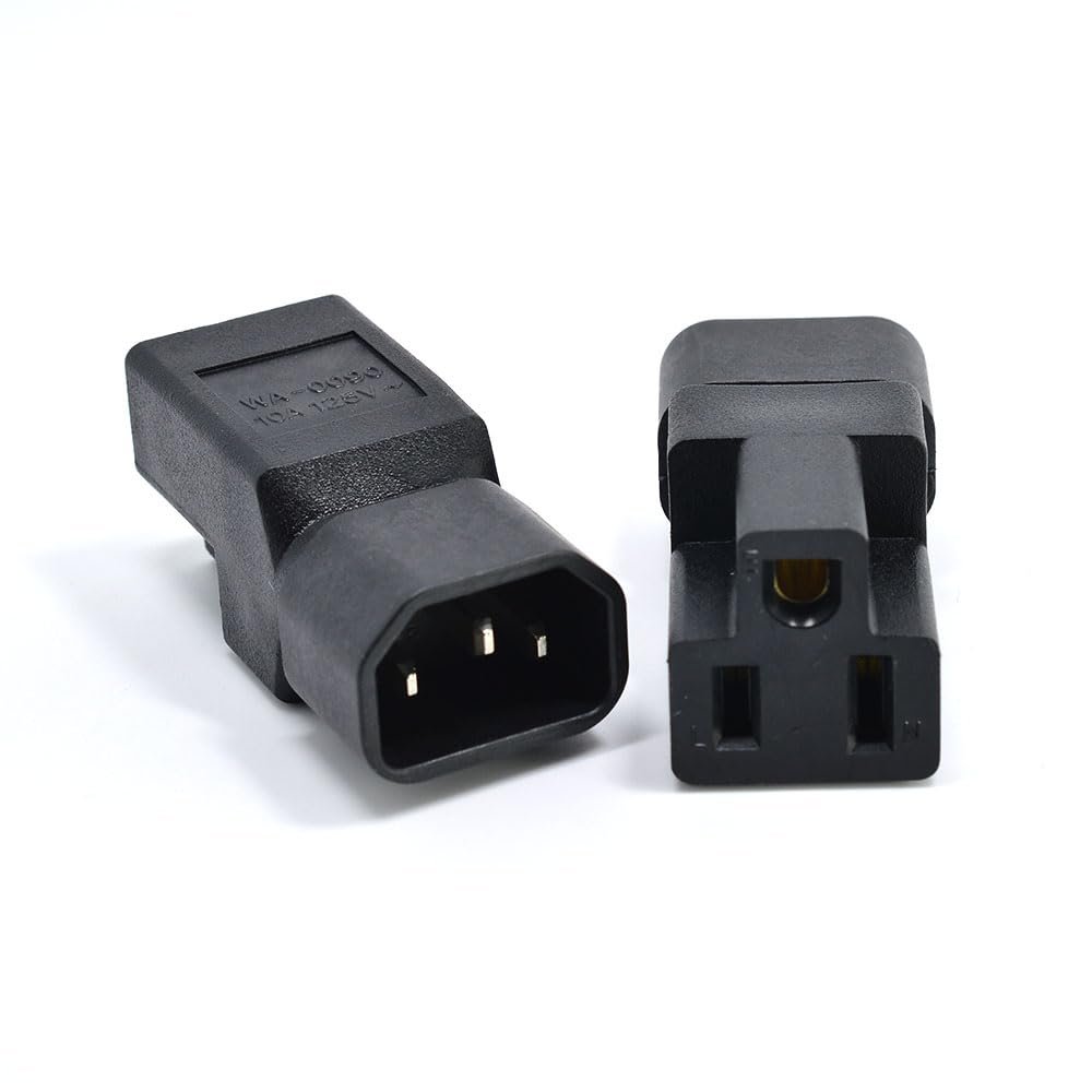 greenDracaena Dracaena.io 2 Pack IEC320 C14 Male to Nema 5-15R PDU USA UPS Extension Power Plug Adapter,IEC C14 Male Plug to Nema 5-15R US 3 Pin Female Power Adapter Connector