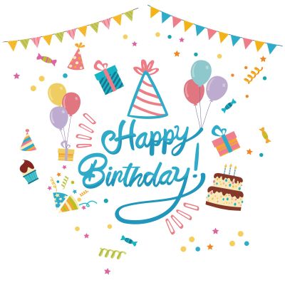 PLIGREAT Blue Happy Birthday Cake Wall Stickers, Peel and Stick Wall Decals, Removable Self-Adhesion Colorful Vinyl Wall Sticker for Birthday Party Dining Room Home Decoration DIY Art Decor