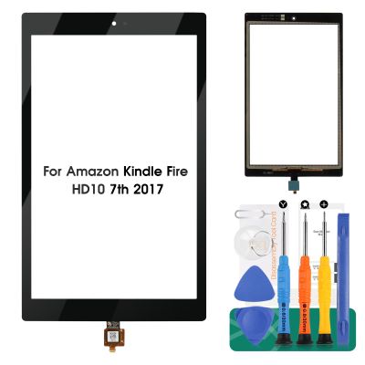 for Amazon Kindle Fire HD10 Touch Screen Replacement 7th Generation 2017 Digitizer Sensor SL056ZE Touch Digitizer Panel Glass Repair Parts Kits(Not Include LCD)