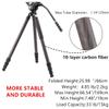 Carbon Fiber Tripod Video Tripod with Fluid Head, Video Camera Tripod Heavy Duty arge Load for DSLR Camera Load up to 33 Pounds, Suitable for Hunting and Work (Black) view 2