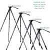 Carbon Fiber Tripod Video Tripod with Fluid Head, Video Camera Tripod Heavy Duty arge Load for DSLR Camera Load up to 33 Pounds, Suitable for Hunting and Work (Black) view 3