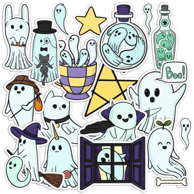 Mertak - 21 - PCS Sticker Pack for Laptop for Notebook Cartoon for Water Bottles Spooky for Planner Waterproof Boo Set for Kids Set Decals Ghosts Vinyl Kawaii for Skateboard Paranormal for Bike