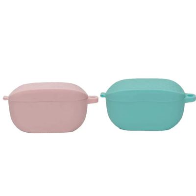 2 Pack DAYJOY Soft Silicone Protective Case Cover Compatible with JBL Vibe 100 TWS Earbuds, Protective Skin Sleeve with Key Chain (Pink+Green)
