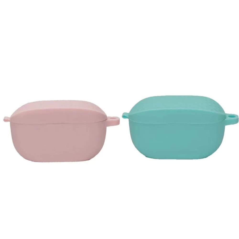 2 Pack DAYJOY Soft Silicone Protective Case Cover Compatible with JBL Vibe 100 TWS Earbuds, Protective Skin Sleeve with Key Chain (Pink+Green)