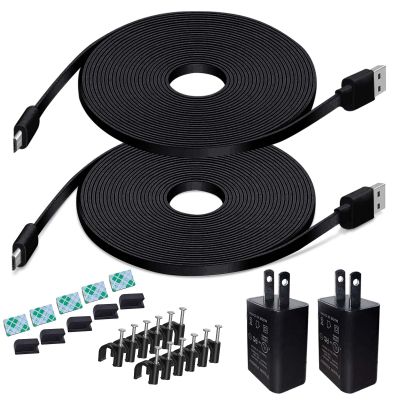26FT Power Extension Cable Charger for Blink Outdoor(3rd Gen)/XT/XT2, Wyze Cam v4/v3/OG, Arlo Essential,Weatherproof Power Cord with Adapter for Security Camera(Not for Blink 4,not Type C)-2Pack,Black