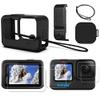 Hero 12 11 10 9 Silicone Sleeve Protective Case + 6 PCS Tempered Glass Screen Protector for Hero 11 10 9, Accessories Kit for GoPro Hero 12 11 10 9 Black Battery Side Cover +Lens Cap+ Lanyard view 1