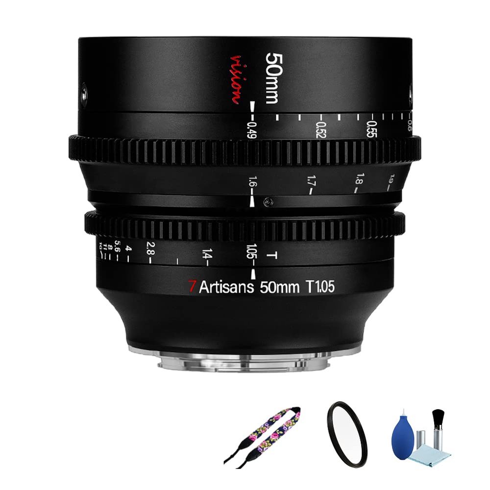 7artisans 50mm T1.05 APS-C Frame Vision Series Cine Lens Manual Focus Large Aperture Cinematic Lens for Canon EOS R RF RED R3 R5 R6 R6II R7 R10 RP