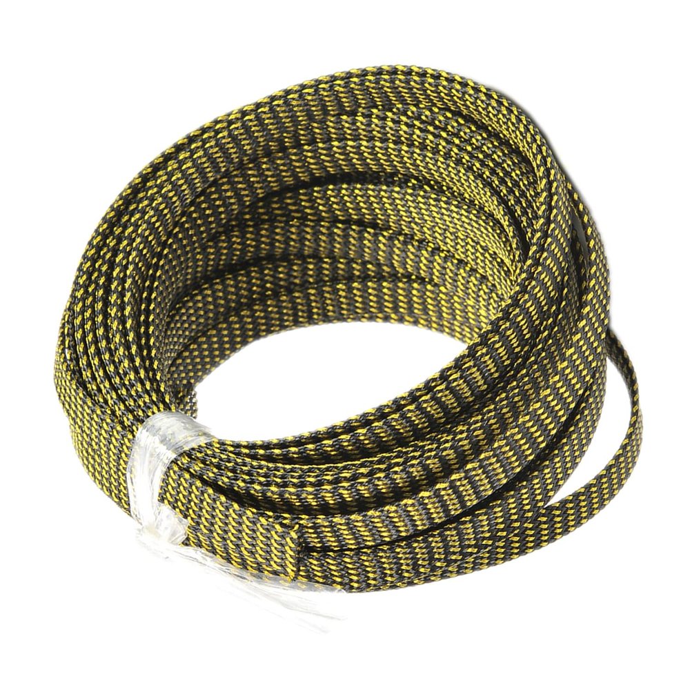 Heyiarbeit 10m/32.8ft PET Expandable Braid Cable Sleeving Flexible Wire Mesh Sleeve Black Gold 10mm