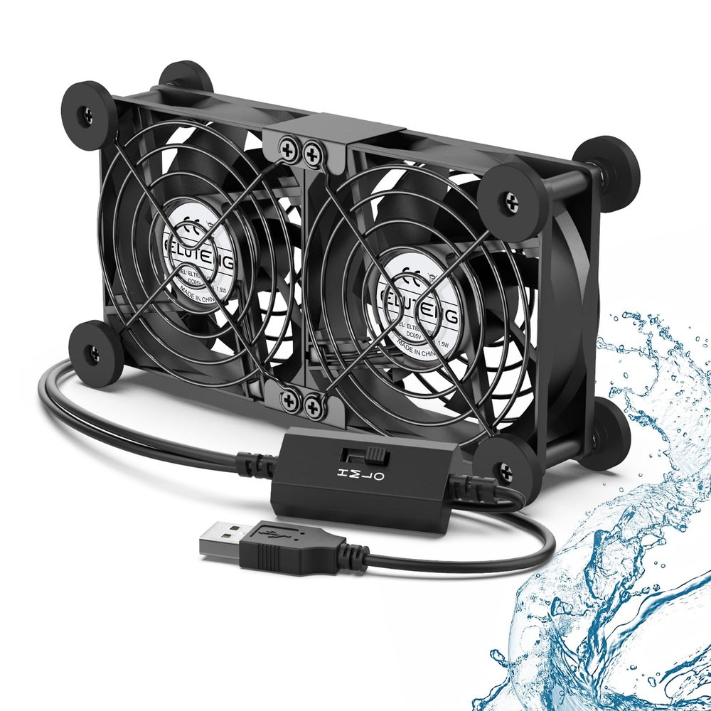 ELUTENG Dual Cooling Fan Whisper Quiet 80mm USB Fan 3 Adjustable High Speed USB Port Heatsink Fans Compatible for PS4, PS5, Router, Laptop, PC, Xbox Cooling Electronics