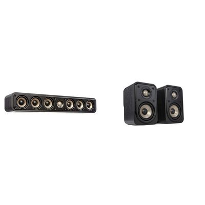 Polk Audio Signature Elite ES35 Slim Center Channel Speaker + ES10 Surround Loudspeakers Bundle - Hi-Res Audio Certified, Dolby Atmos & DTS:X Compatible
