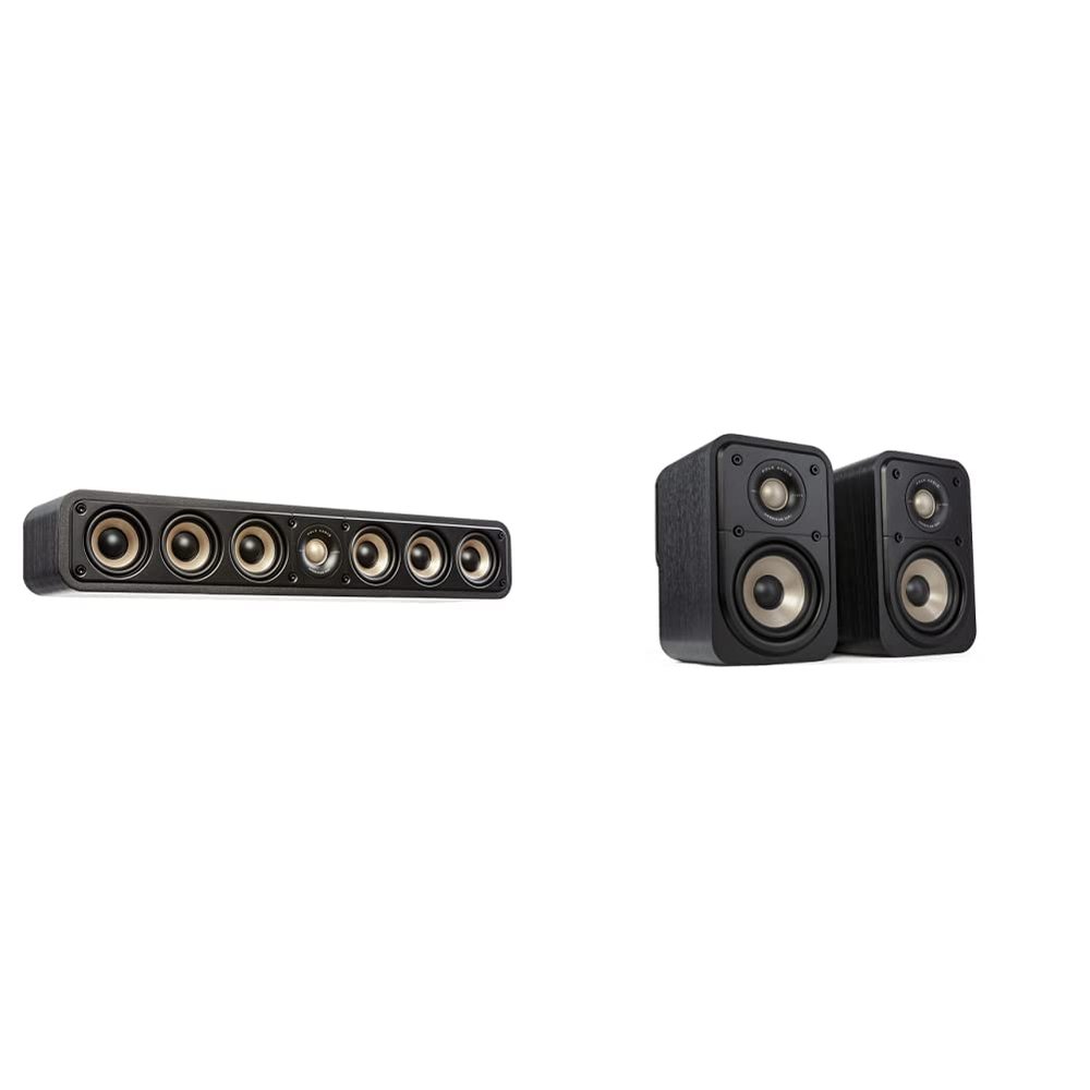 Polk Audio Signature Elite ES35 Slim Center Channel Speaker + ES10 Surround Loudspeakers Bundle - Hi-Res Audio Certified, Dolby Atmos & DTS:X Compatible