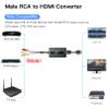 Bcrokory Male RCA to HDMI Converter with HDMI Cable for DVD/STB/VHS with Female RCA Output(RCA Cable Integrated), CVBS AV Composite to HDMI Converter Supports Full HD 720P/1080P Output Switch view 4