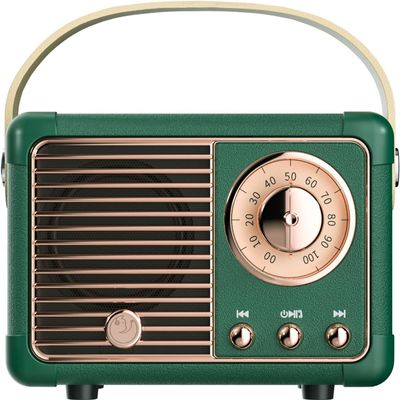 SpringFlora Retro Bluetooth Speaker, Cute Small Bluetooth Speakers Portable Wireless for Indoor Outdoor Vintage Home Office Decor, Perfect for Party Desk Kitchen Hiking Beach Travel Gift Ideas Green
