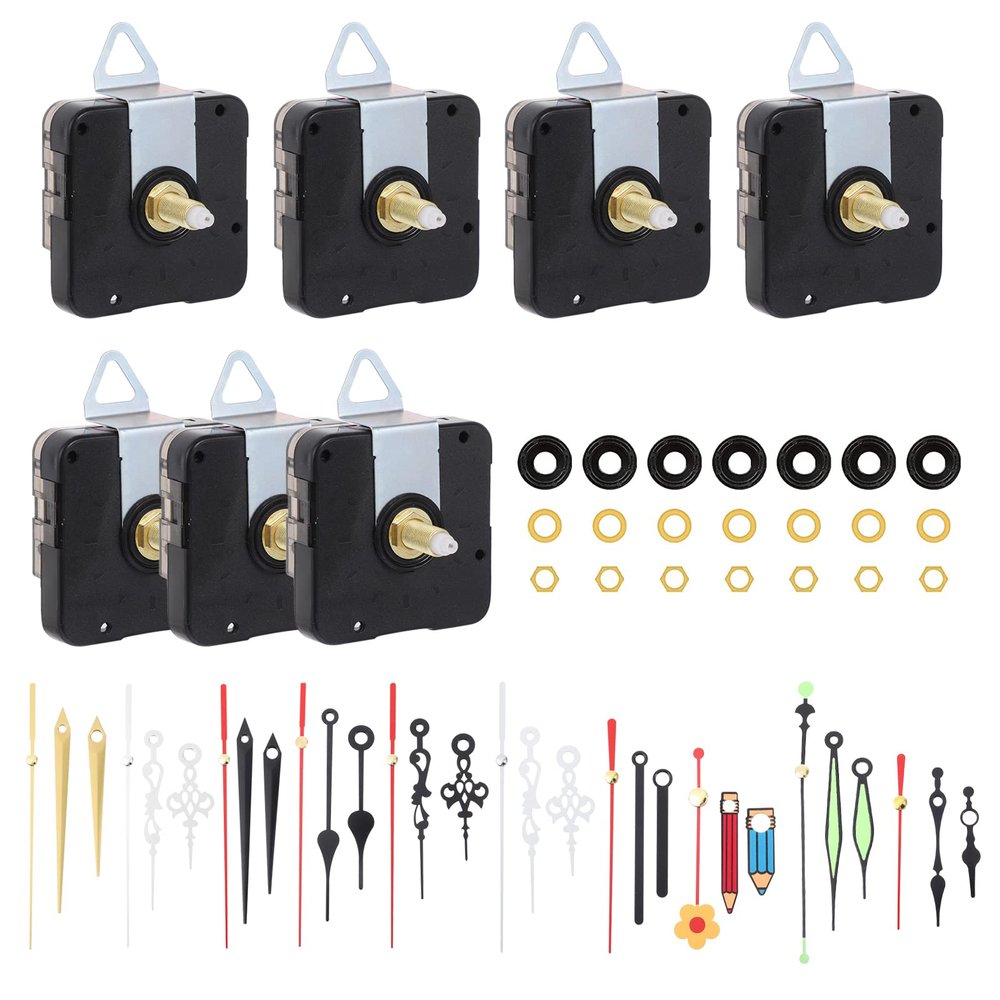 DOITOOL 7sets High Torque Quartz Clock Movement Kit Clock Mechanism Replacement Different Hands for Repairing and Customizing