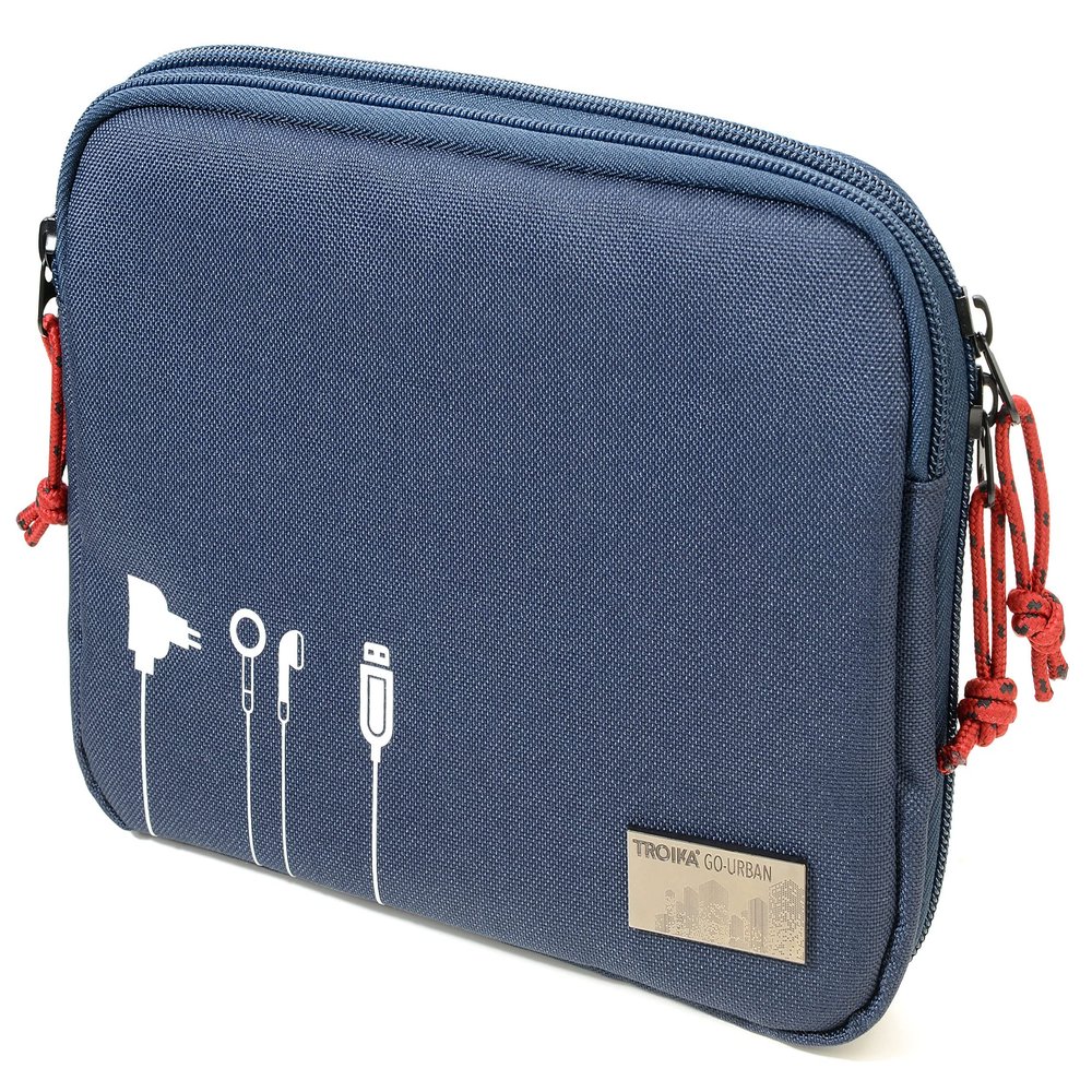 TROIKA Business Tech Pouch 2 Cable Bag for Electronic Accessories Polyester in Blue Dimensions: 23.5 cm x 17 cm x 3.5 cm BGO44/DB, blue, 23,5cm, Modern