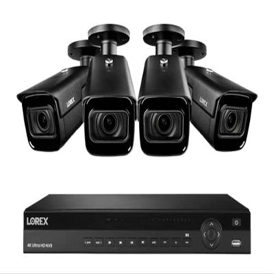 Lorex Nocturnal 3 4K (16 Camera Capable) 4TB NVR System with Smart IP Bullet Security Cameras with 30FPS Recording and Motorized Varifocal Lens - (4 Cam/Black)