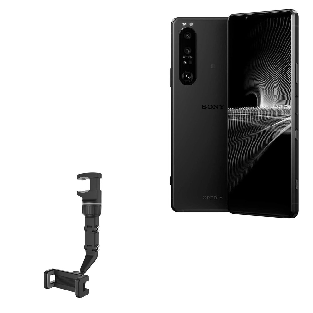 BoxWave Car Mount Compatible with Sony Xperia 1 III - Rearview Mirror Car Mount, Rear View Mirror Adjustable GPS Car Mount - Jet Black