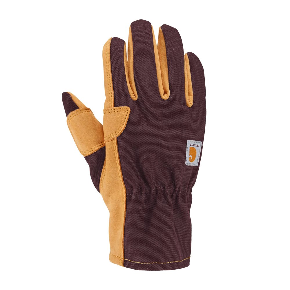 Carhartt Women's Duck Synthentic Leather Open Cuff Glove, Blackberry, Large