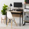IRIS USA Computer Desk, 32" L x 22" W Slim Rustic Industrial Table with Monitor Stand, Matte Black Steel Frame, Heavy Duty Wooden Tabletop, Home Office Laptop Stand for Small Space view 2