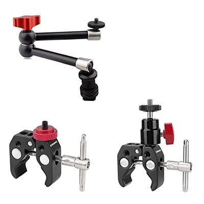 CAMVATE Super Clamp + 11 inch Magic Arm + Super Clamp Articulated Mini Ball Head